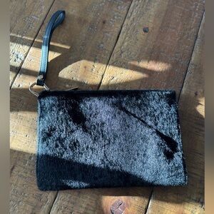 Black Faux Fur Wristlet